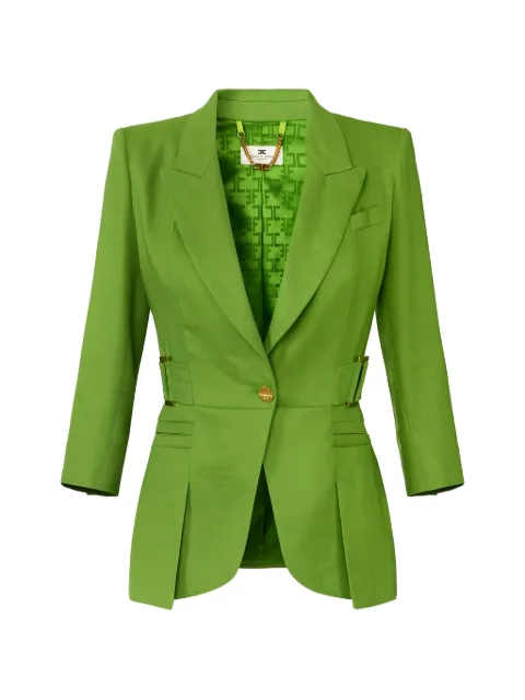 Elisabetta Franchi single breasted linen blend jacket Green GI23662E2