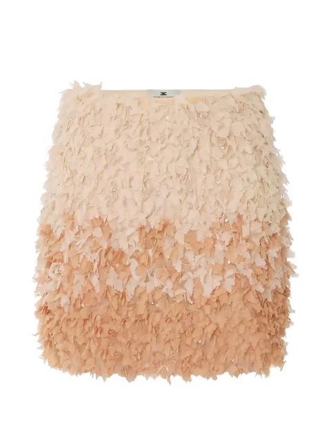Elisabetta Franchi tulle miniskirt with floral embroideries Neutrals GO18262E2