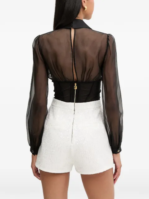 Elisabetta Franchi organza sequin-embellished romper suit Black TU06462E2