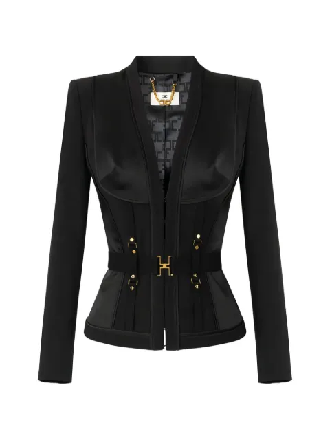 Elisabetta Franchi bustier jacket in lightweight crêpe and satin fabrics Black GI23362E2
