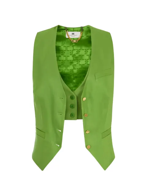Elisabetta Franchi linen-blend and crêpe waistcoat Green GL00862E2