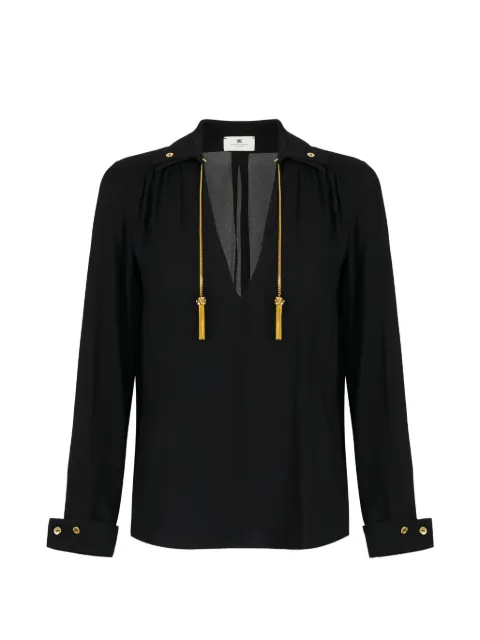 Elisabetta Franchi blouse in georgette fabric with jewel details Black CA15962E2