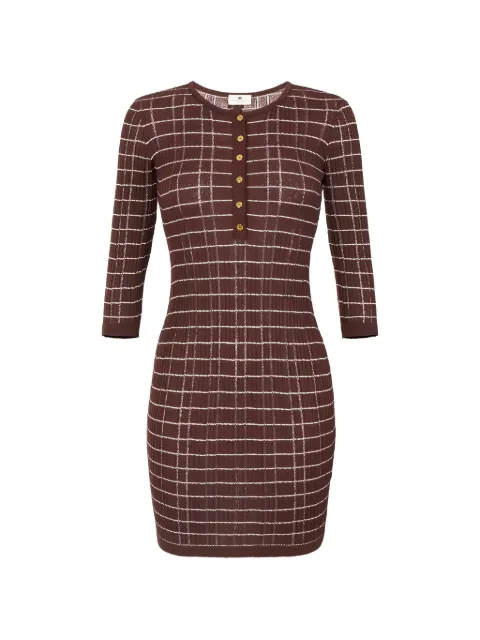 Elisabetta Franchi striped cotton thread mini dress Brown AM28Q62E2