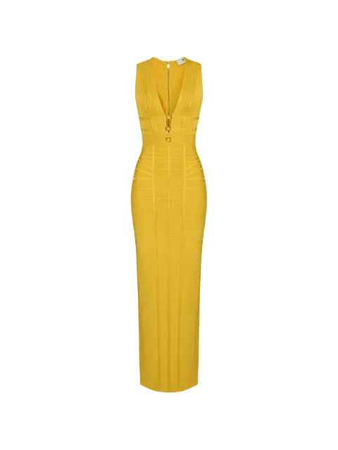 Elisabetta Franchi Red Carpet 3D knit dress Yellow AM32D62E2