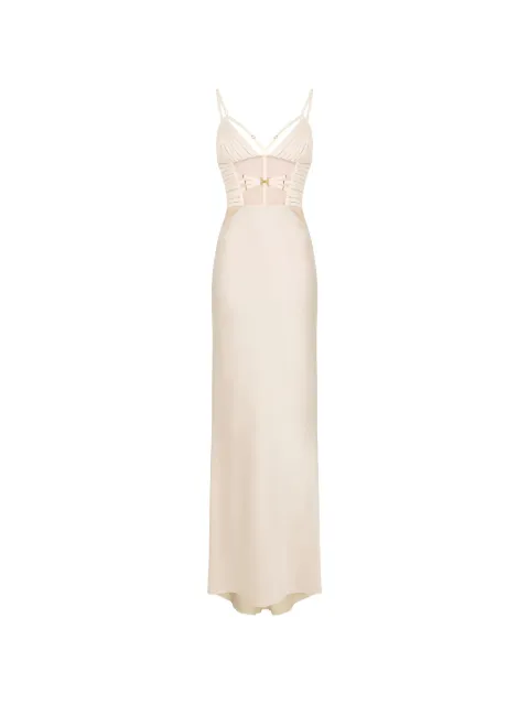 Elisabetta Franchi tulle-inserts maxi dress Neutrals ABR5362E2