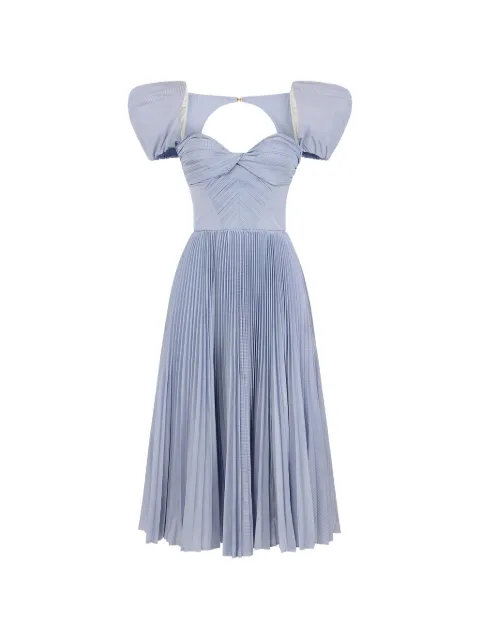 Elisabetta Franchi striped nylon taffeta dress Blue AB96762E2