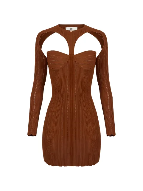 Elisabetta Franchi knit openwork mini dress Brown AM37B62E2