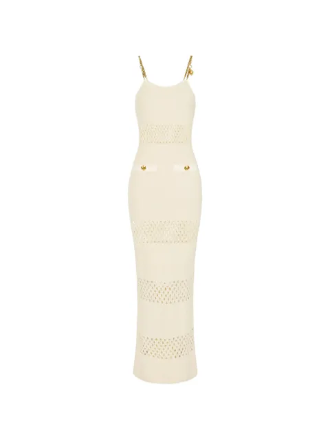 Elisabetta Franchi bouclé knit dress with cut-outs Neutrals AM41R62E2