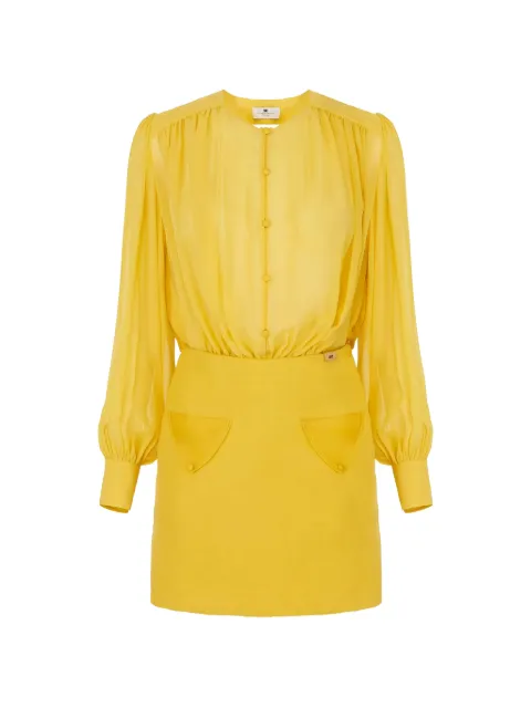 Elisabetta Franchi dress in georgette and bouclé tweed fabrics Yellow AB95262E2