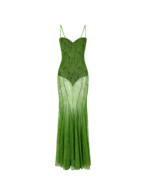 Elisabetta Franchi Red Carpet dress in floral lace Green ABR0862E2