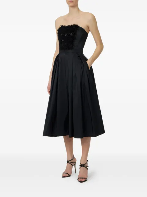 Elisabetta Franchi embroidered floral-appliqué midi dress Black AB94262E2