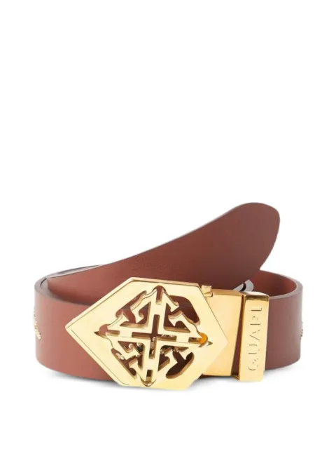 GUAPI Gold Emblem leopard-print belt Brown GGEBSS26