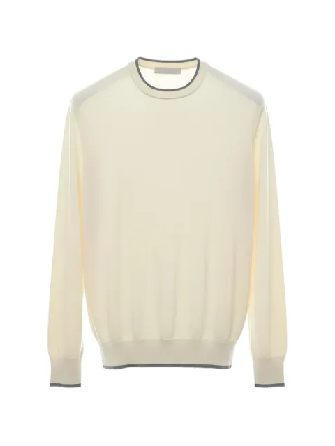 Tombolini contrast-trim crew-neck sweater Neutrals WM45ZML6U020