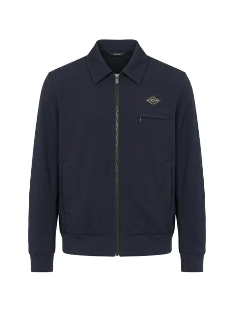 Tombolini logo-patch zip-up shirt jacket Blue SB20EYQCU780