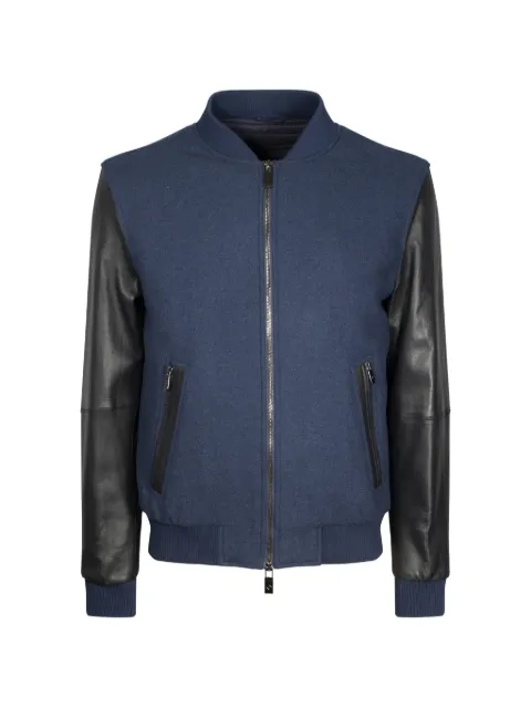 Pal Zileri zip-up leather-sleeve bomber jacket Blue X36PG638LO966