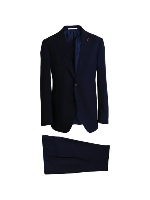Pal Zileri logo-pin single-breasted suit Blue X33CZ22K2LA130