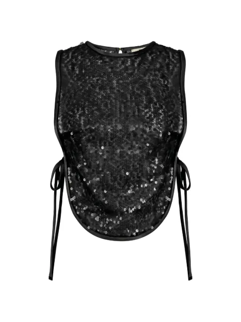 Elisabetta Franchi tulle bib with sequins Black TO06362E2