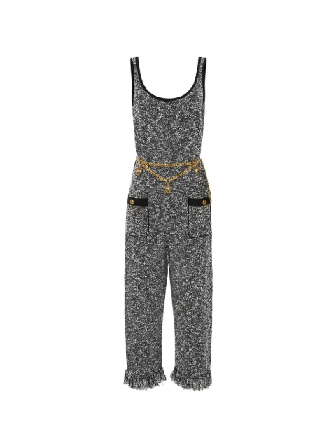 Elisabetta Franchi bouclé knit jumpsuit with belt Black KT70R62E2