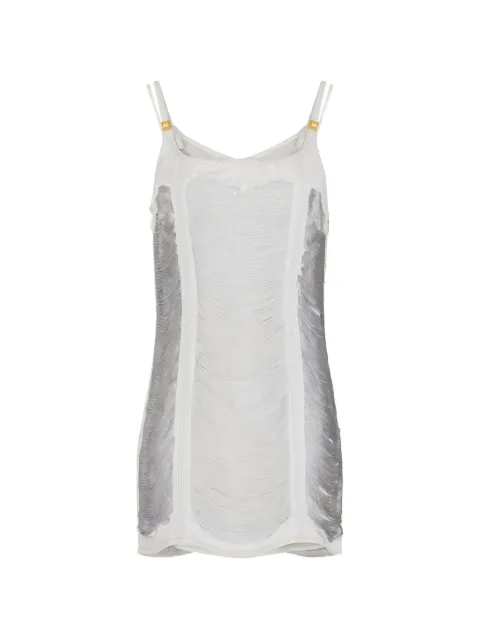 Elisabetta Franchi denim mini dress with fringes White AJ49N62E2