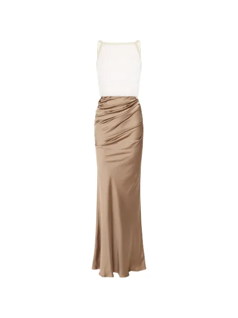Elisabetta Franchi Red Carpet dress in satin and tulle fabrics Neutrals ABR1762E2