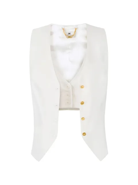 Elisabetta Franchi linen-blend and crêpe waistcoat Neutrals GL00862E2