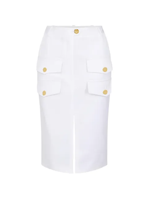 Elisabetta Franchi gabardine skirt with flaps White GO19262E2