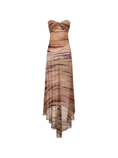 Elisabetta Franchi Red Carpet dress with tiger print Neutrals ABR5562E2