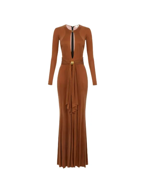 Elisabetta Franchi Red Carpet dress in cupro jersey fabric Brown ABR5462E2