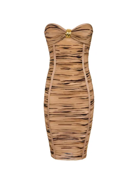 Elisabetta Franchi jersey dress with tiger print Neutrals AB94562E2