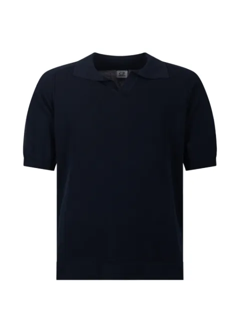 C.P. Company V-neck short-sleeves polo shirt Blue 20CMKN104A006323O888