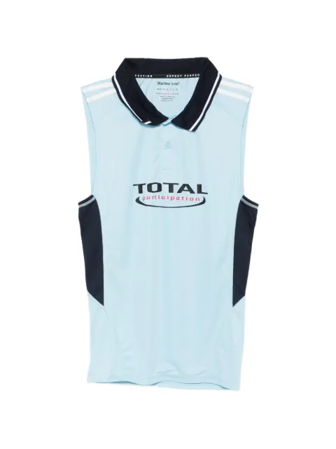 Martine Rose Shrunken football collared sleeveless polo shirt Blue 125JT15523