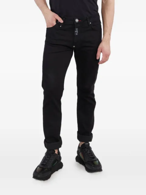 Philipp Plein logo trousers Black SACCMDT3116PDE004N