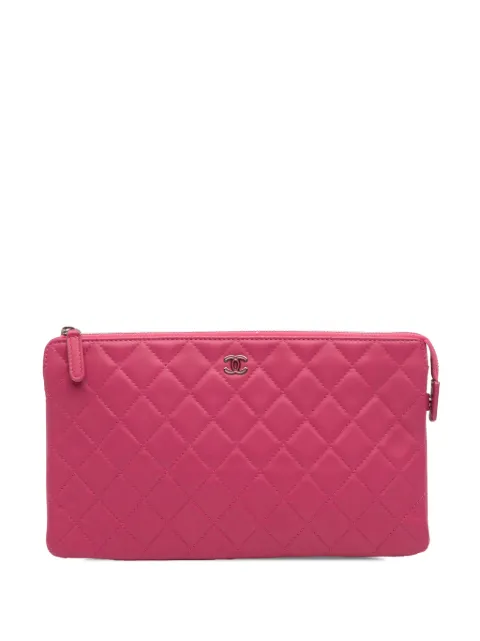 CHANEL Pre-Owned 2015-2016 Quilted Caviar CC Enamel Double Zip clutch bag Pink GZQ9GKF0H0KYWWAC