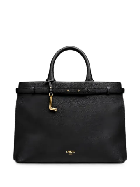 Lancel Faubourg logo-charm grained-leather tote bag Black A1379210TU