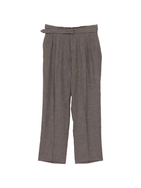 Canali linen pleated trousers Brown U97261AE05958502