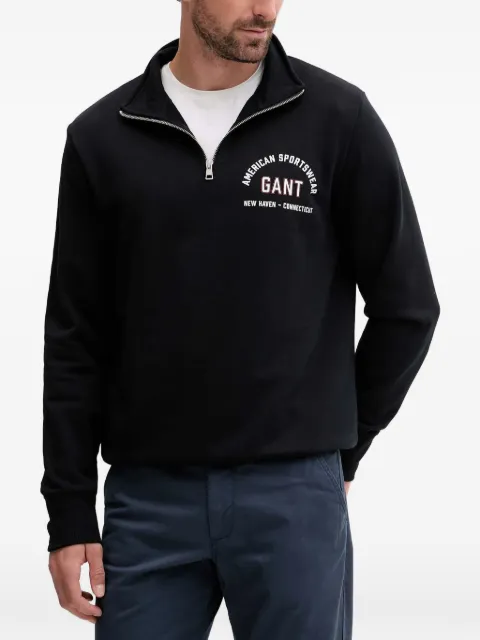 Gant logo-print quarter-zip sweatshirt Black 2067091