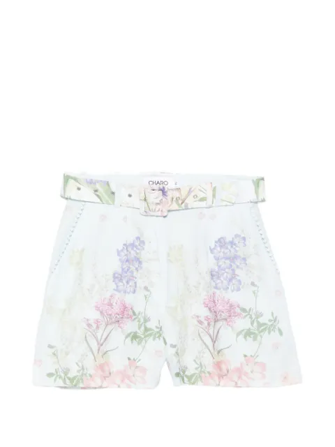 Charo Ruiz Ibiza Pansy floral-print belt shorts Blue 266500