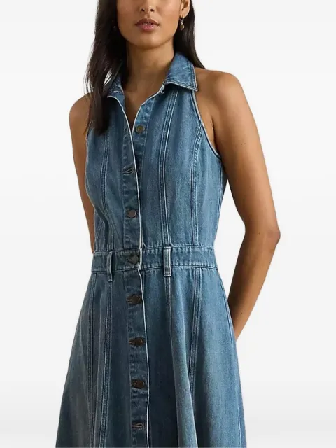 Lauren Ralph Lauren panelled denim sleeveless midi shirt dress Blue 200P03639001