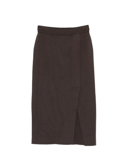 AROVESCIO slit-front midi skirt Brown SS26F201W255201