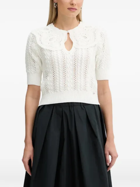 FRACOMINA broderie-anglaise cable-knit sweater White FR26ST7015K48801