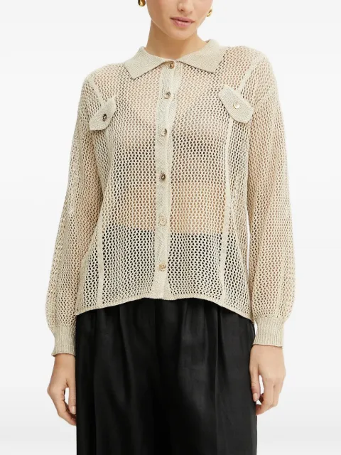 FRACOMINA open-knit button-up cardigan Neutrals FS25ST6006K514O7