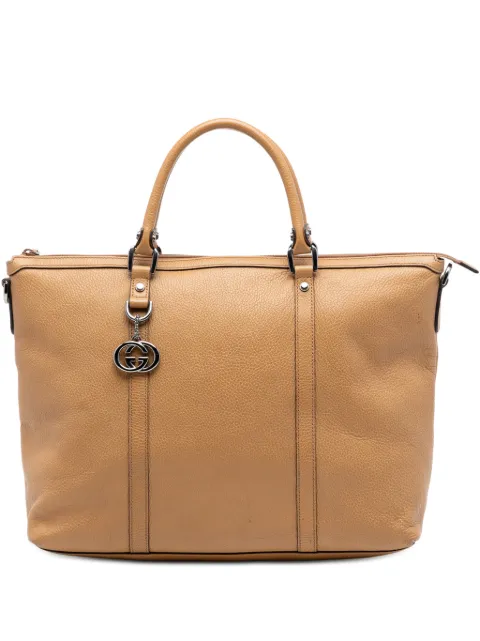 Gucci Pre-Owned 2016-2025 Leather GG Charm satchel Brown 3QQL6HX8ZASDINUM