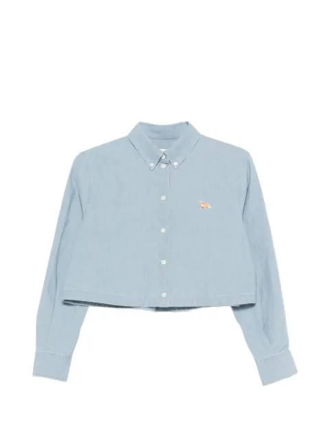 Maison Kitsuné embroidered cropped shirt Blue QW00402WC5006
