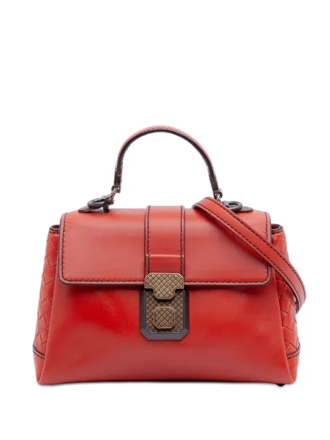 Bottega Veneta Pre-Owned 2010-2025 Mini Intrecciato Trimmed Nappa Piazza Top Handle satchel Orange 6I7D9KXL20TTDNLN