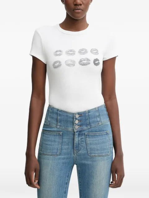 Miss Sixty lips-print ribbed T-shirt White 6S3SJ34800