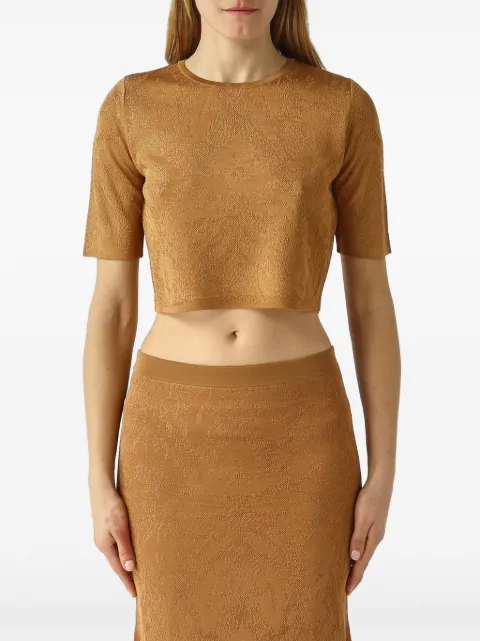 TWINSET pointelle-knit damask-pattern skirts Brown 261TP3141