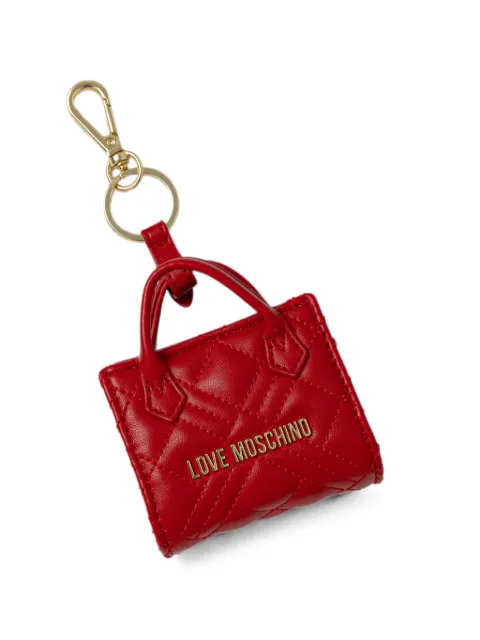 Love Moschino quilted logo-plaque keyring Red JC5402PP1OLA0
