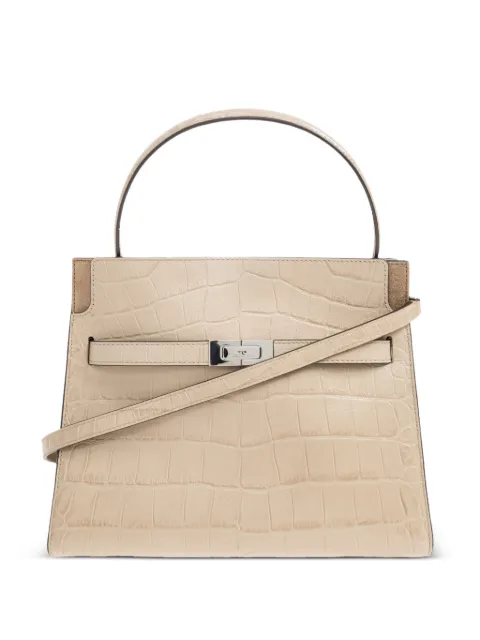 Tory Burch small Lee Radziwill embossed double bag Neutrals 178822