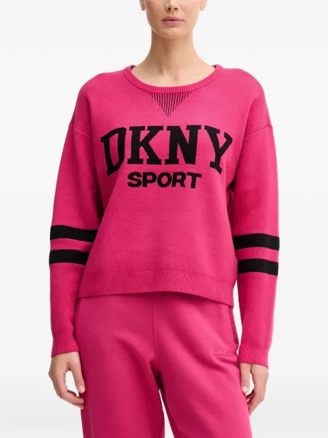DKNY stripe-detail logo sweater Pink DP5R0749