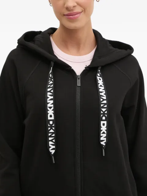 DKNY two tone logo zip-up hoodie Black DP5J9510